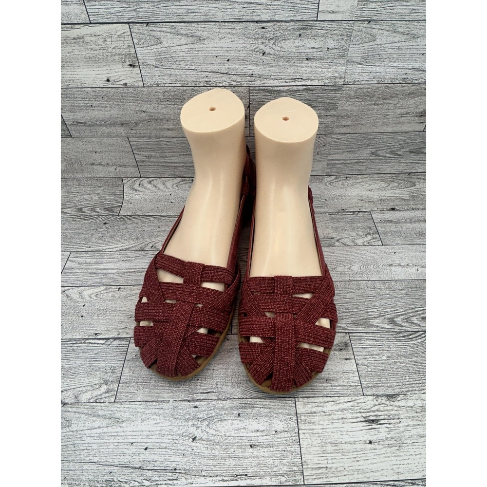 Olukai Ulana Shoes Womens Size 7 Red Leather Upper Sandals Casual Comfort Flats